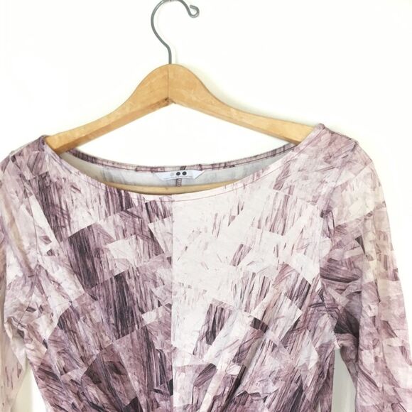 3/4 Sleeve Twist Front Printed Pink Dress - Picture 4 of 8